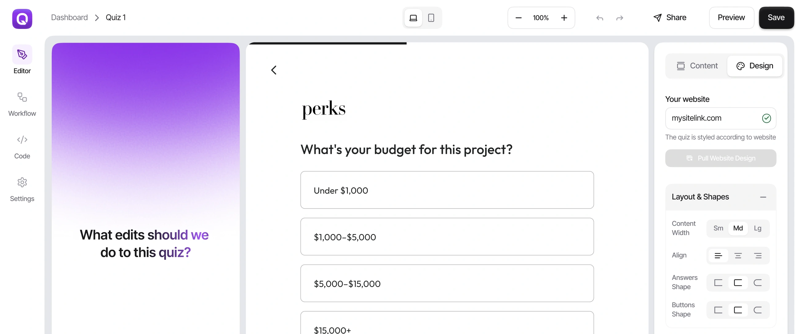 Build your lead qualification quiz in minutes, no developer needed